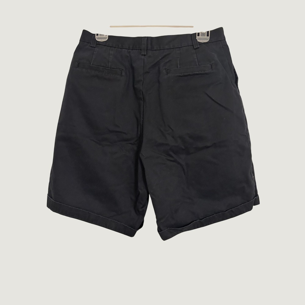 Lands End Womens Black Chino Shorts Size 12 Cotton Twill Cuffed Flat Front - Picture 3 of 5